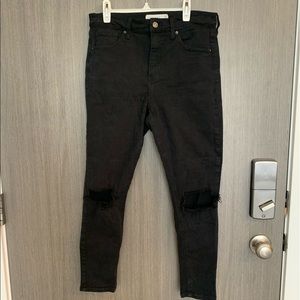 Topshop Jaime Black Ripped Skinny Jeans - Petite